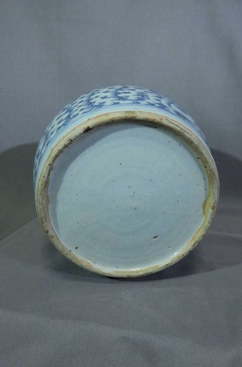 実家旧物 清時代　染付け喜喜文壺　中国美術