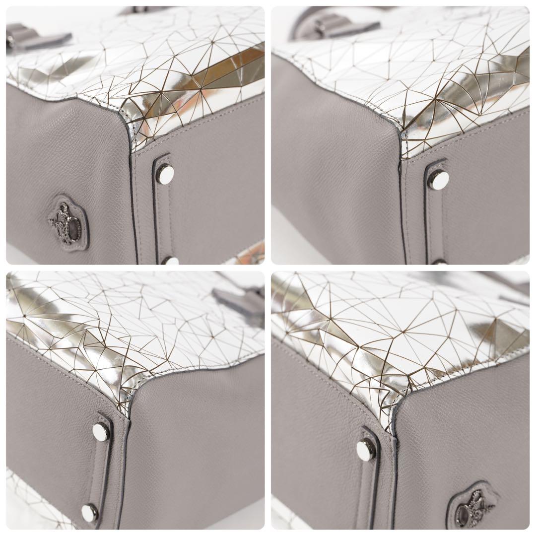 【未使用✨】ADMJ ハンドバッグ タグ付き レザー シルバー×グレー