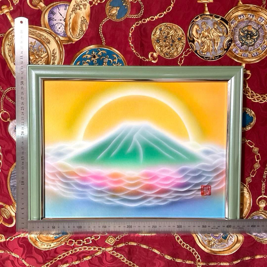 富士山絵画クリスマスセール｜神界 龍雲 天照大御神 次元上昇アート額縁付き
