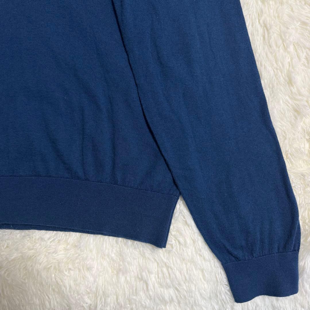 ジョンスメドレー タートルネック ニット L ブルー シーアイランドコットン