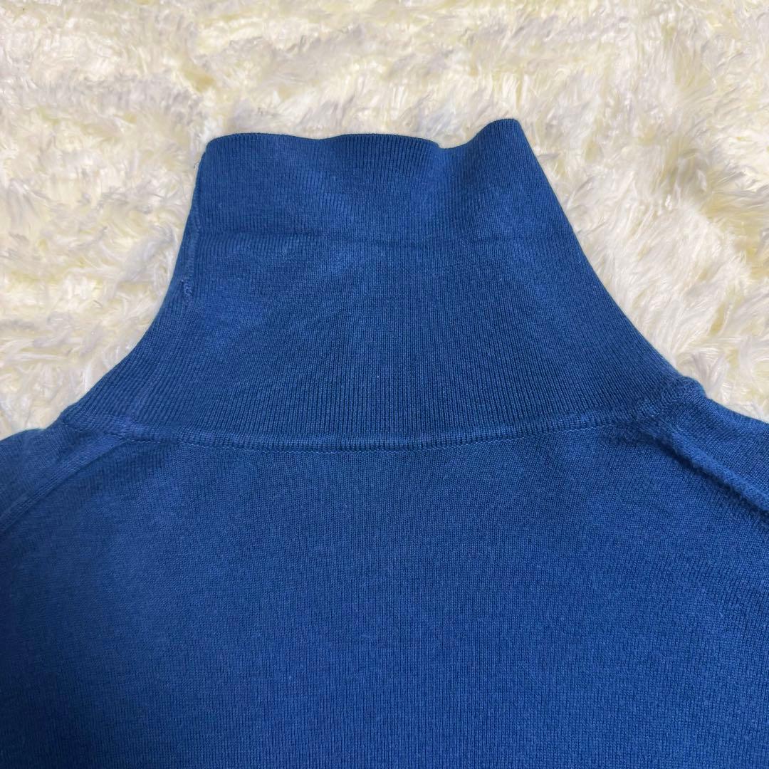 ジョンスメドレー タートルネック ニット L ブルー シーアイランドコットン