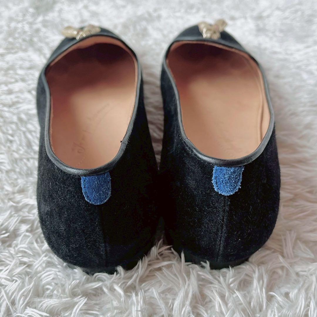 シャルテ フラットシューズ オペラシューズ黒×ゴールドタッセル付き 39 2/1