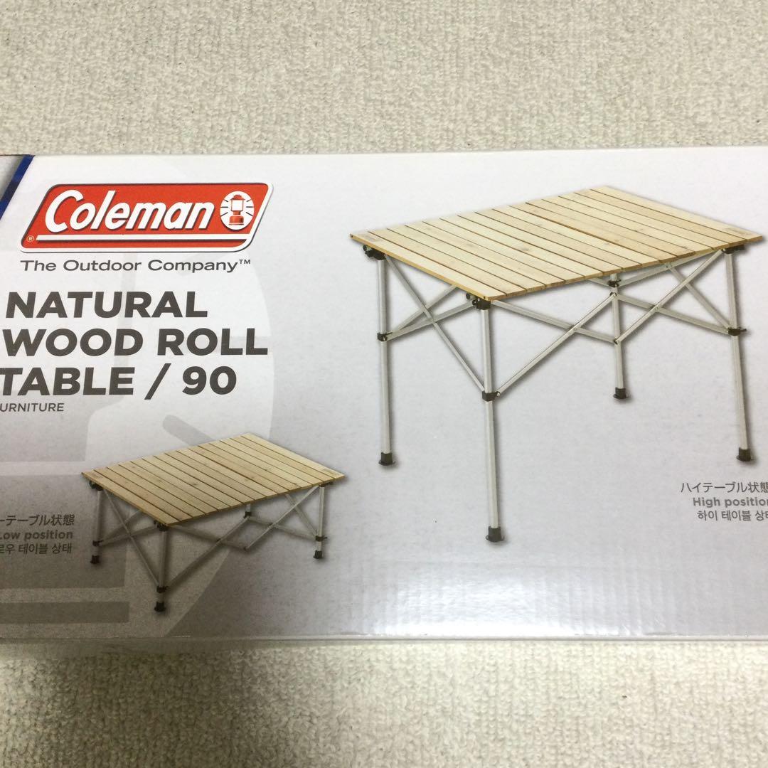 90×70cm 新品 Coleman ナチュラルウッドロールテーブル