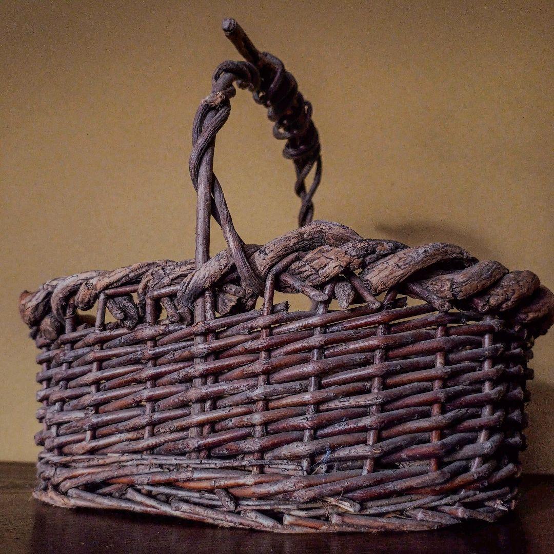 【民藝】古いかづらの籠 古道具 かご 籠