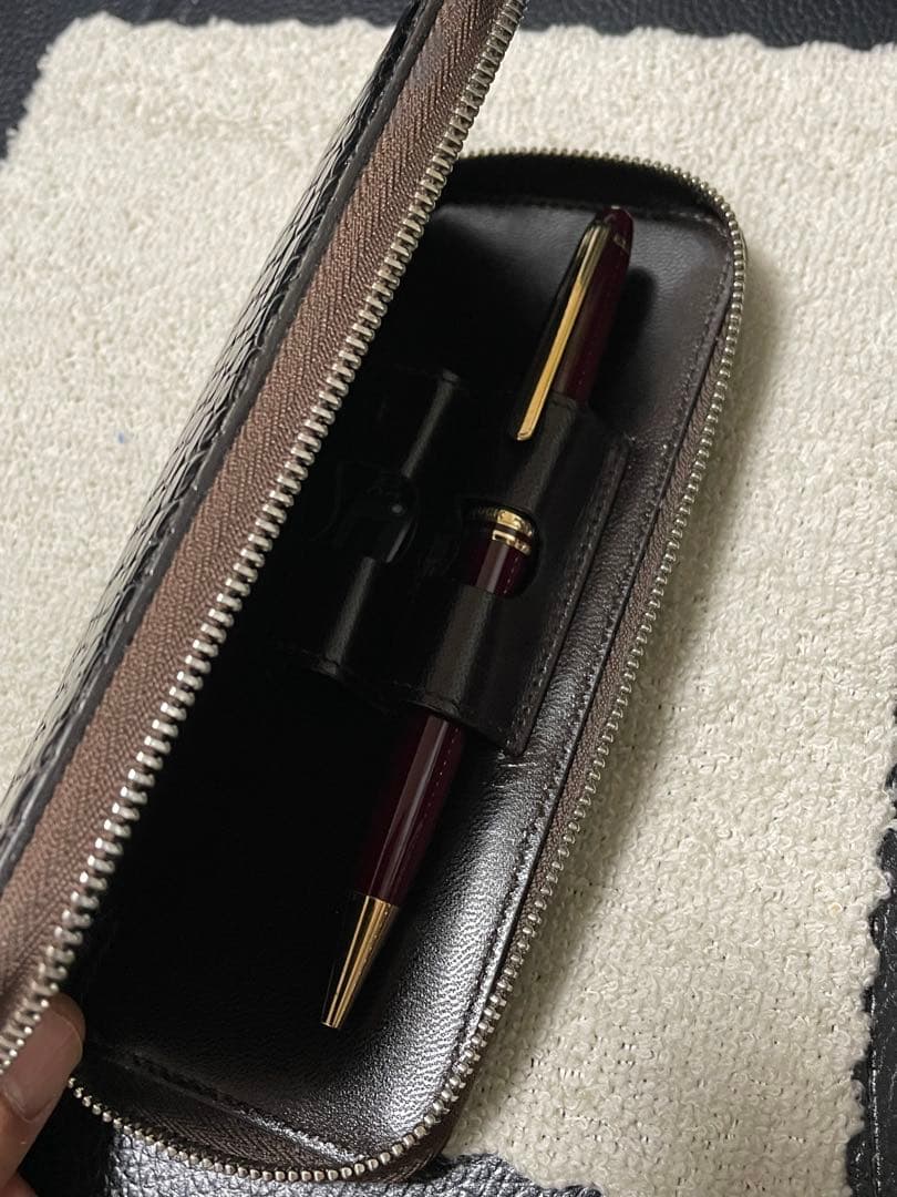 ‼️激レア‼️◾️美品◾️ペンケース2本差し◾️クロコダイル◾️ファスナー開閉式ボールペン◾️