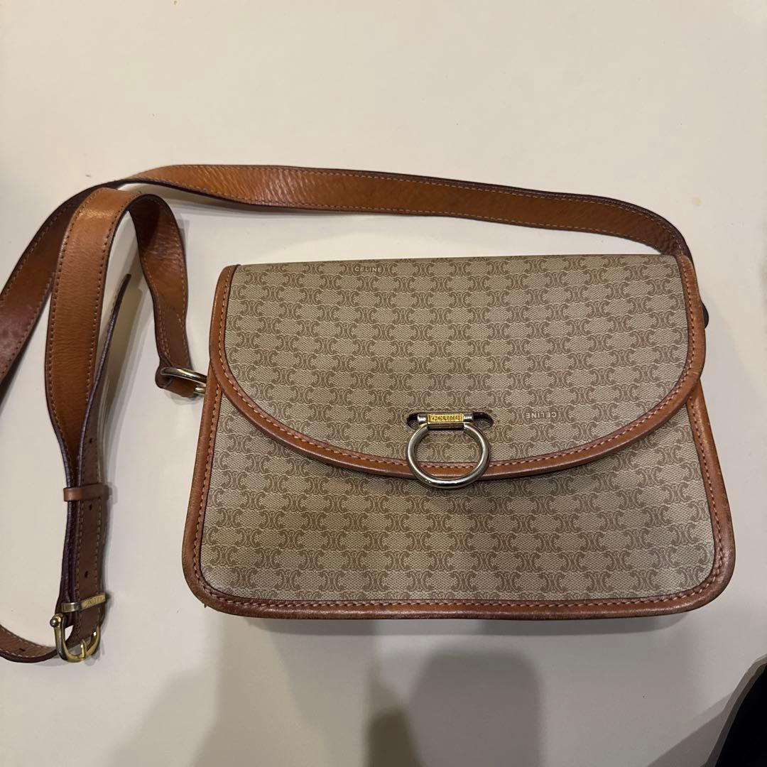 CELINE ヴィンテージ　マカダム ベージュ ショルダーバッグ