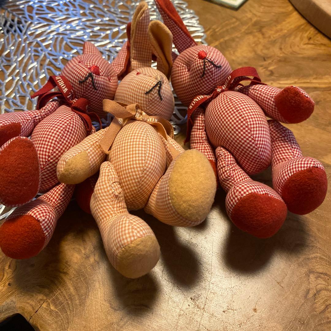 WONDERFUL WORLD ギンガムウサギ コサージュ 3色 セット