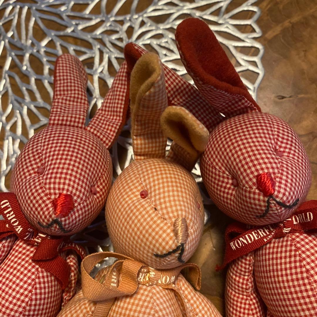 WONDERFUL WORLD ギンガムウサギ コサージュ 3色 セット