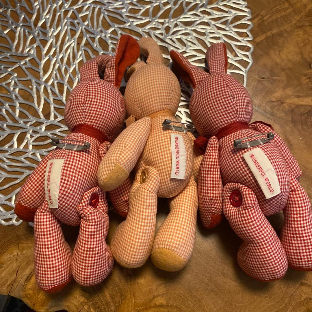 WONDERFUL WORLD ギンガムウサギ コサージュ 3色 セット