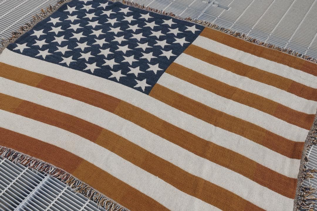 ビンテージ　アメリカ国旗デザイン ブランケット　　絨毯