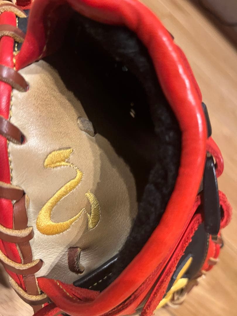 【オーダー】ハタケヤマ 軟式 キャッチャーミット 赤×黒