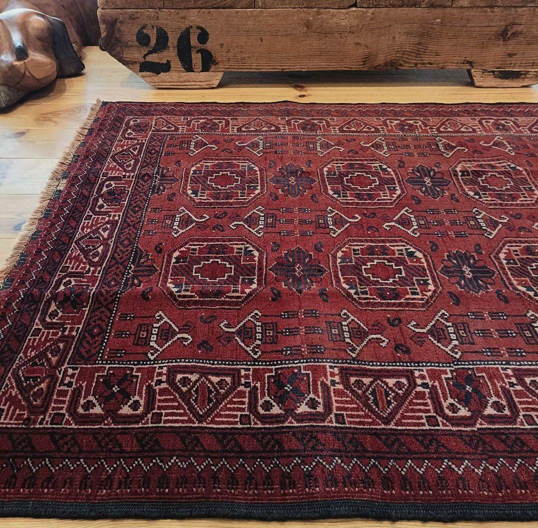 【ロングサイズ】80s トライバルラグ　アフガンラグ　ヴィンテージラグ ペルシャ