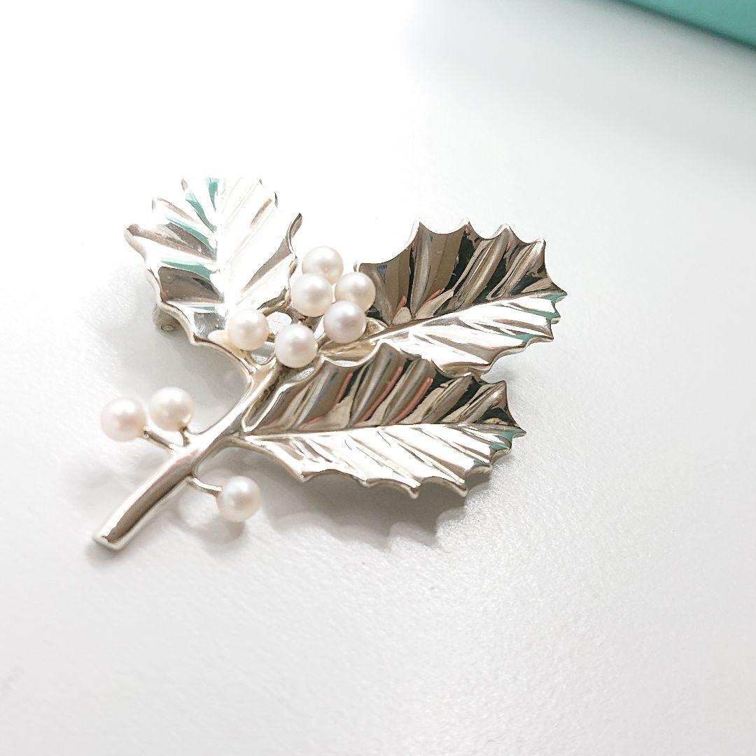 ほぼ未使用◎ ティファニー パール リーフ ブローチ No.13500