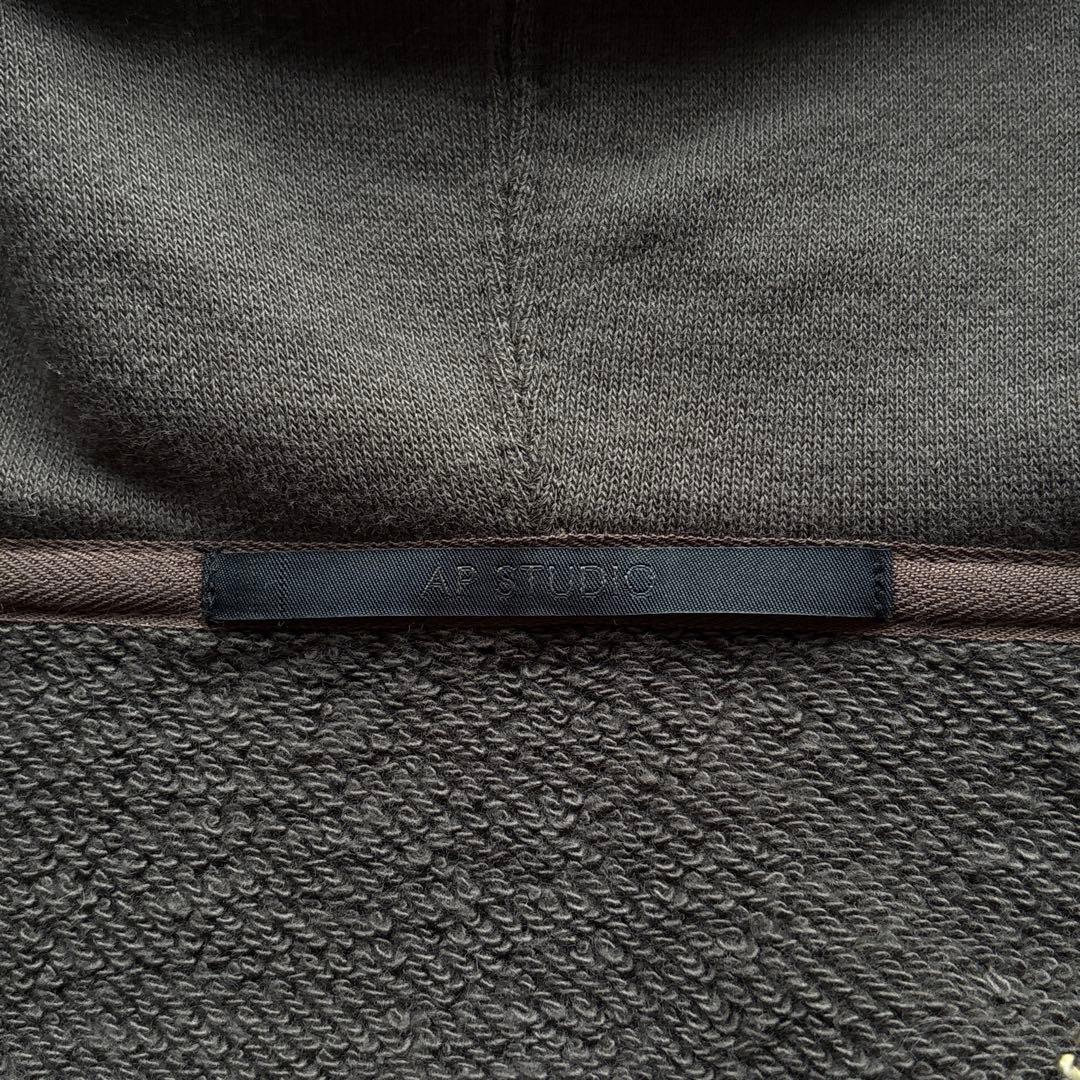 AP STUDIO ウールミックス ハーフジップフーディ ゆったり ブラウン