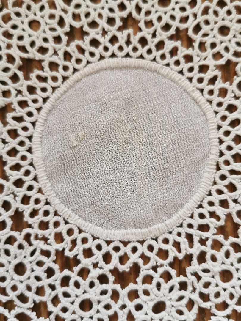 アンティーク アイリッシュリネン クロシェ編み花モチーフ ドイリー タティング風