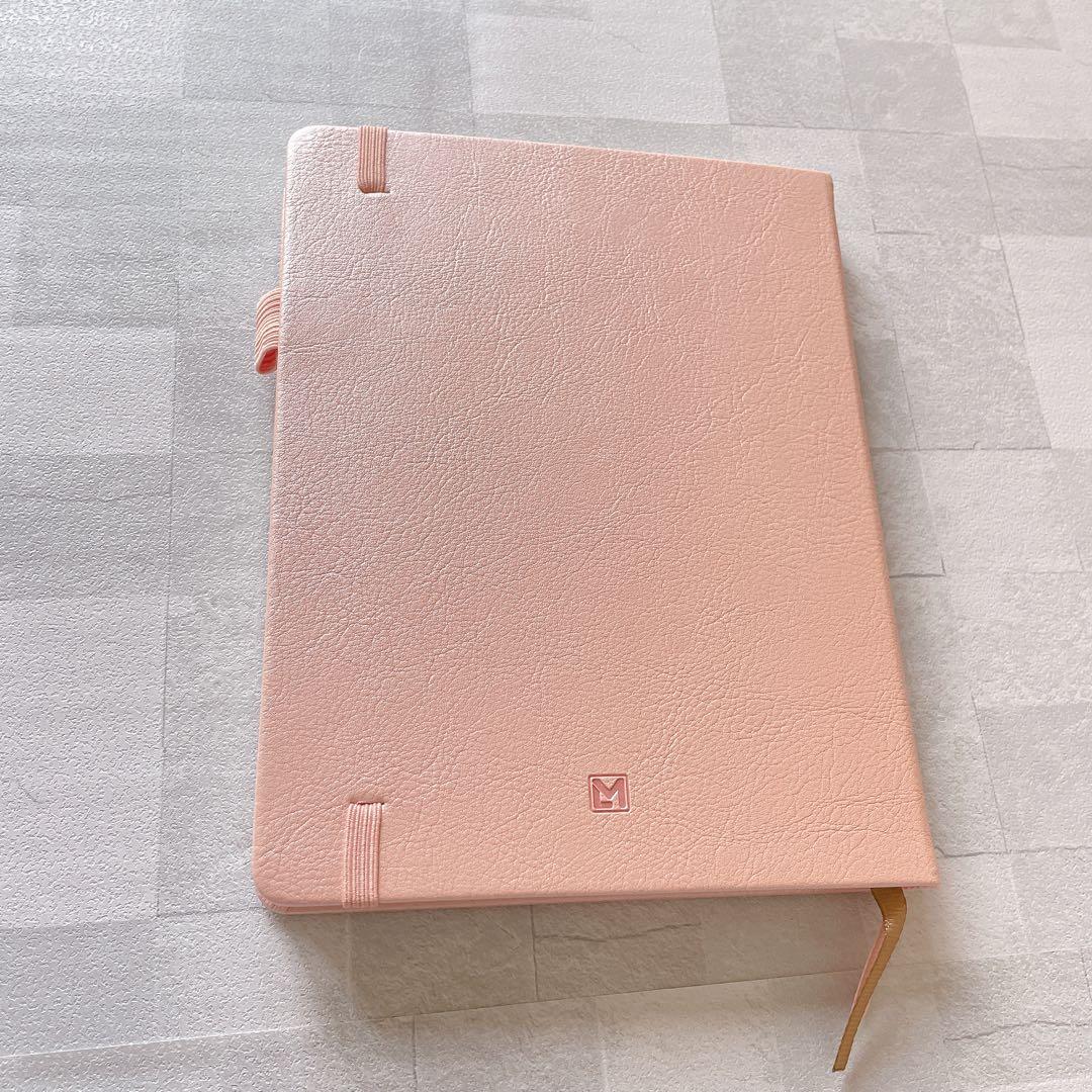 ドットグリットノートブック　ハードカバー　かわいい　シール　ローズゴールド