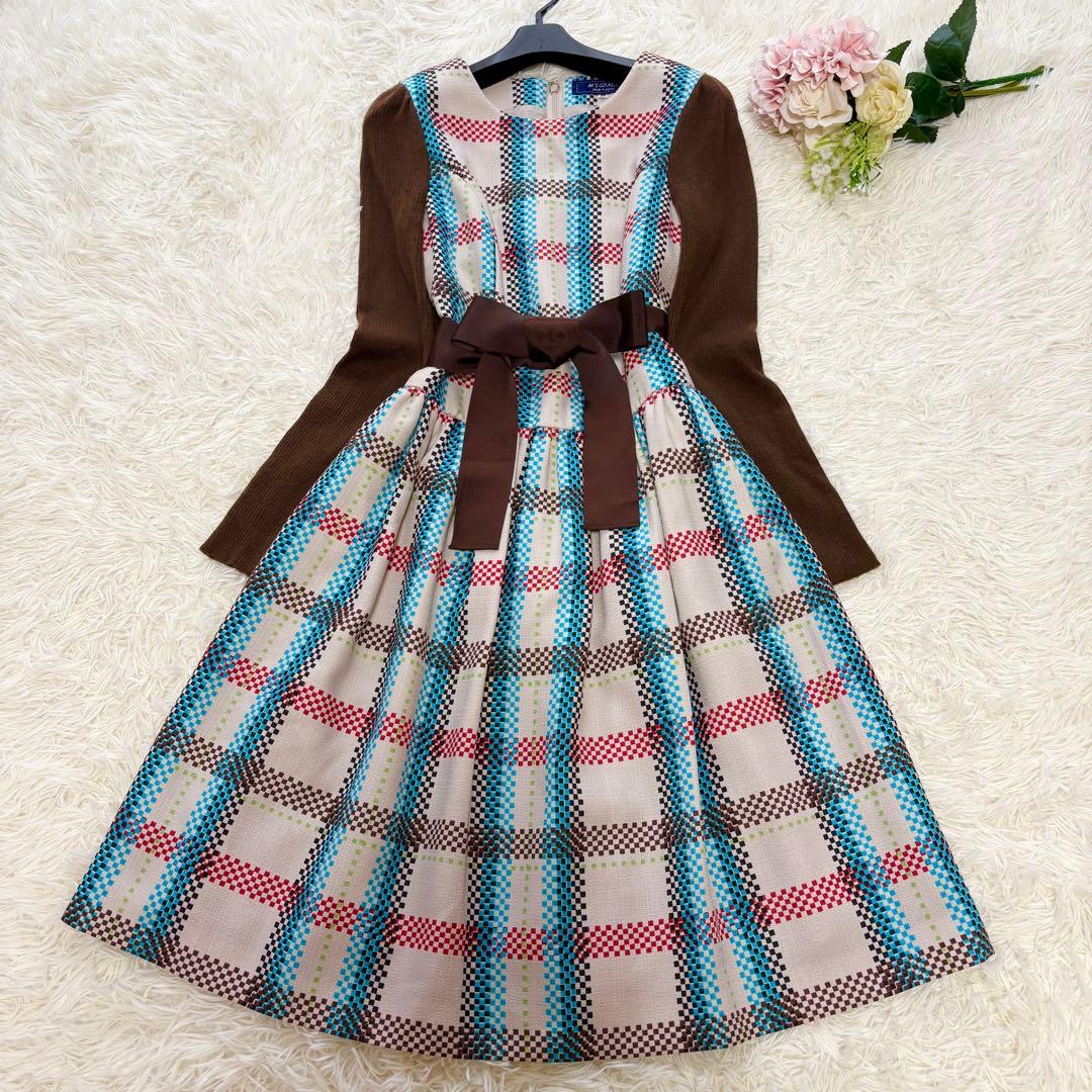 【美品】リボンベルト　2021年　エムズグレイシー　ワンピース　ウール　ニット