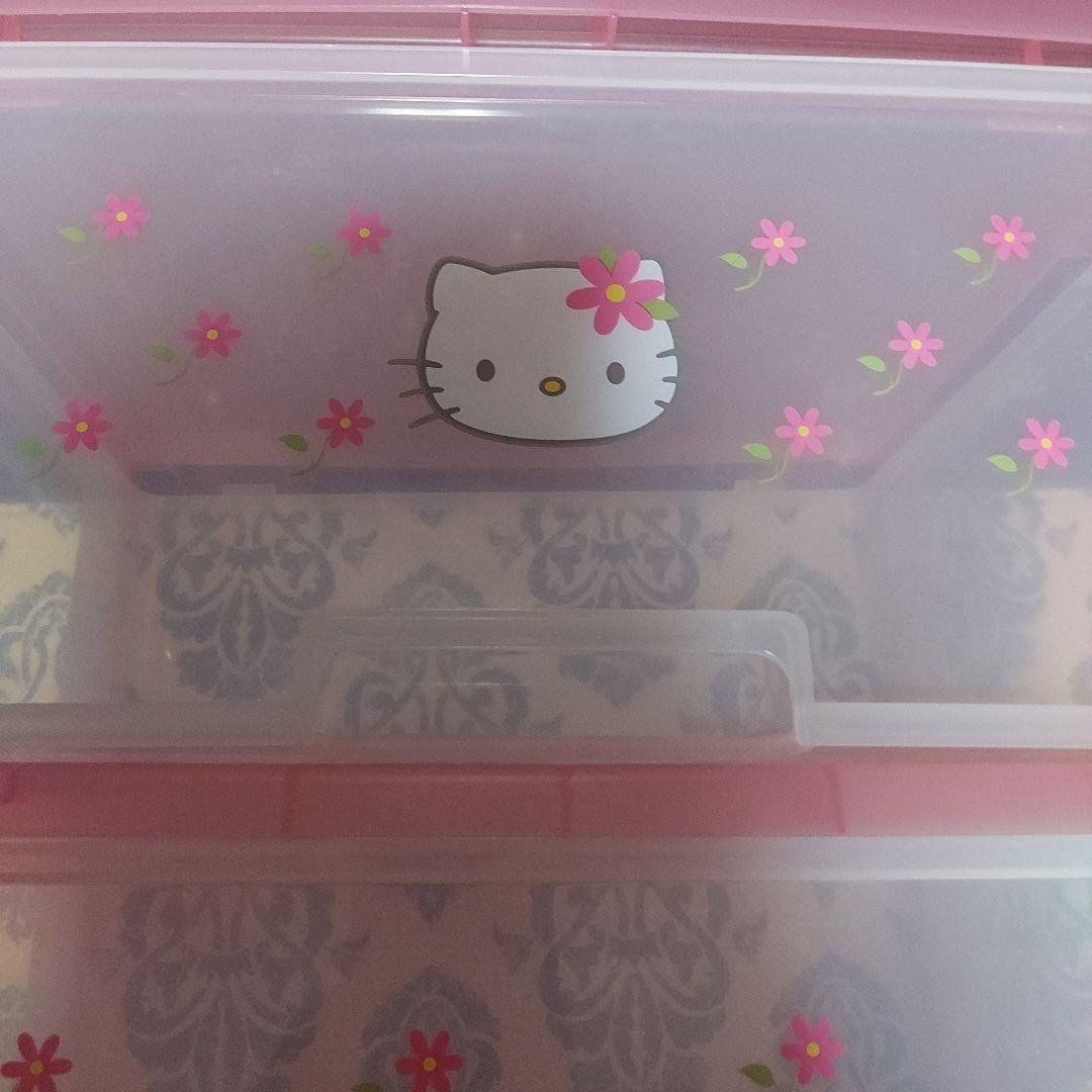 ハローキティ1998年 3段収納ボックス ピンク お花