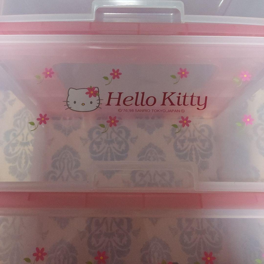ハローキティ1998年 3段収納ボックス ピンク お花