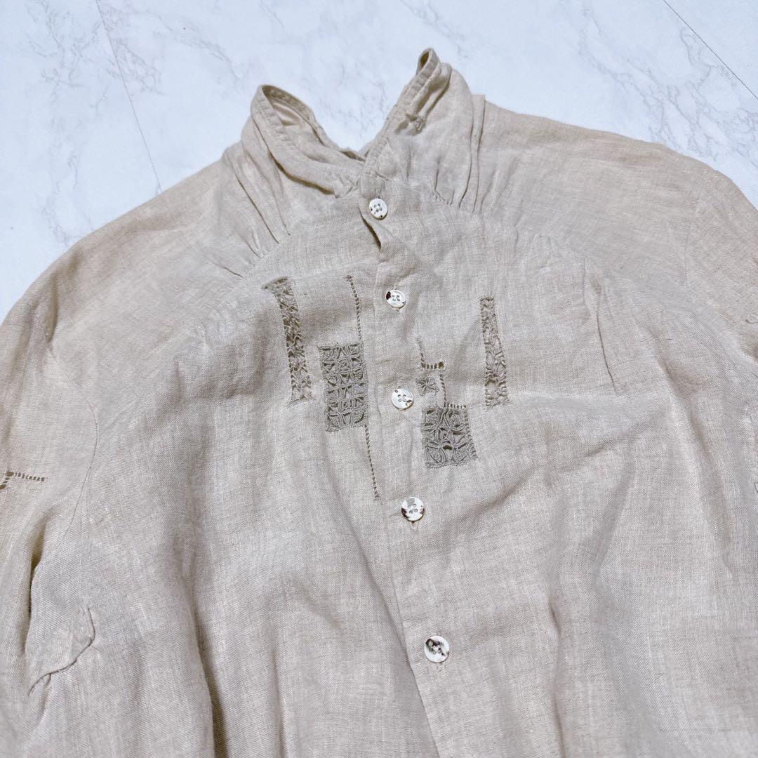 【希少】KAPITAL リネン 100% カシュクールシャツ 刺し子 生成り
