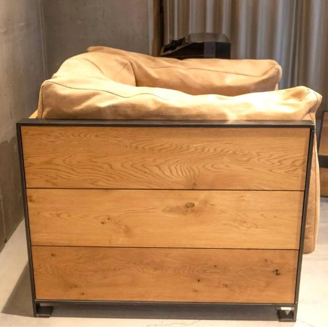 モダンデザイン ソファ オーク 無垢 アイアン 1人掛け