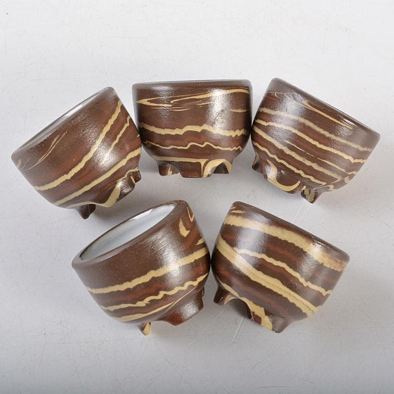 常滑　伸康焼　練込　ミニチュア茶器揃　桐箱　V　R5401