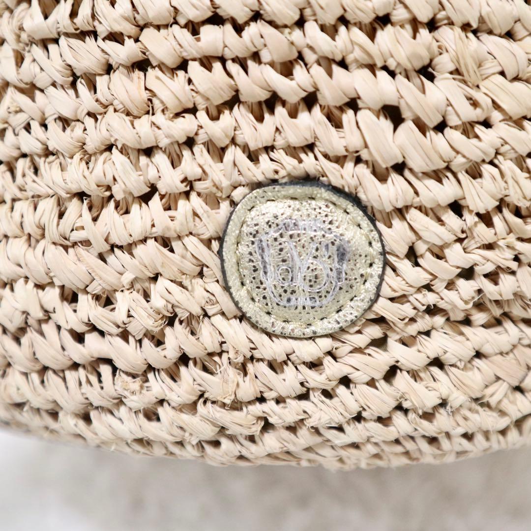 美品★ヴィオラドーロ かごバッグ ラフィア タッセル ラメ ネイビー×ゴールド