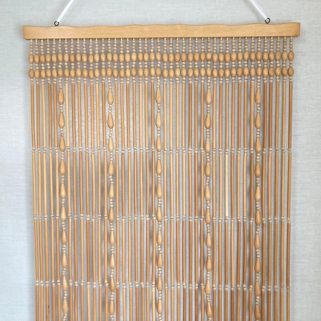 高島屋 珠のれん 玉すだれ 壁掛け ロング 大型 木製 当時物 昭和レトロ 新品