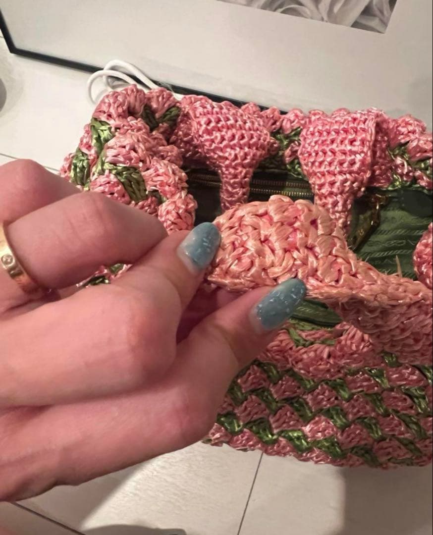 レア美品 PRADA ラフィア カナパ ハンドバッグ トートバッグ カゴバック