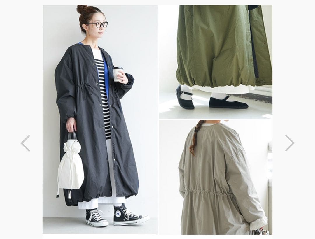 solamonat poche ブラック ロングコート