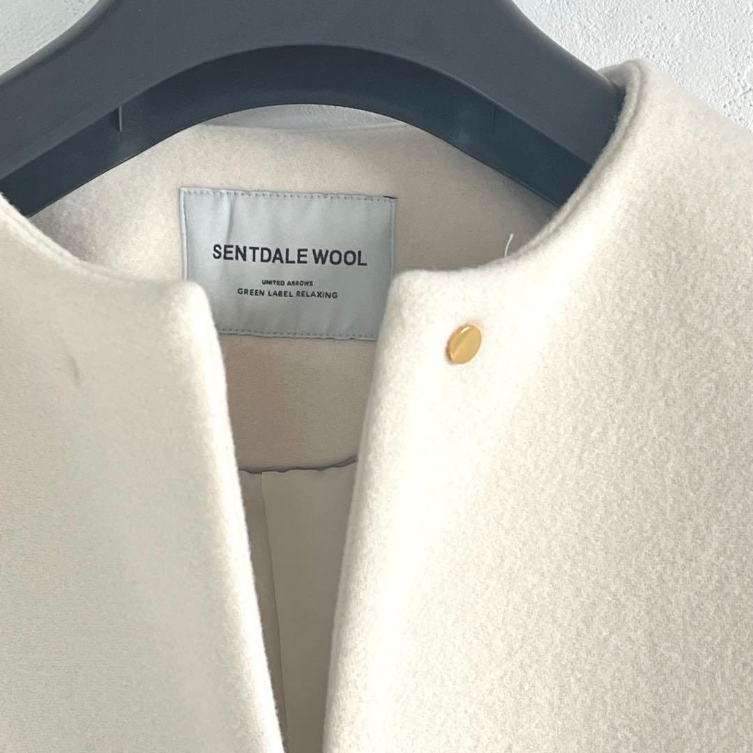 ユナイテッドアローズ　美品　セントデールウール ノーカラー ミドル コート