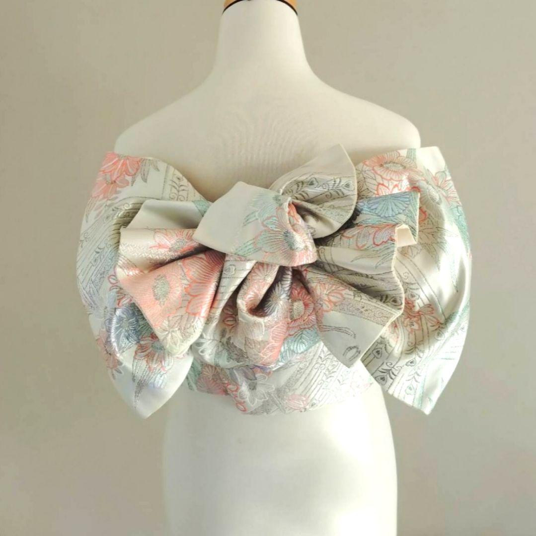 一部式　振袖用作り帯　九百プラチナ　十三参りにも　作り帯付け帯　胴巻き～95㎝