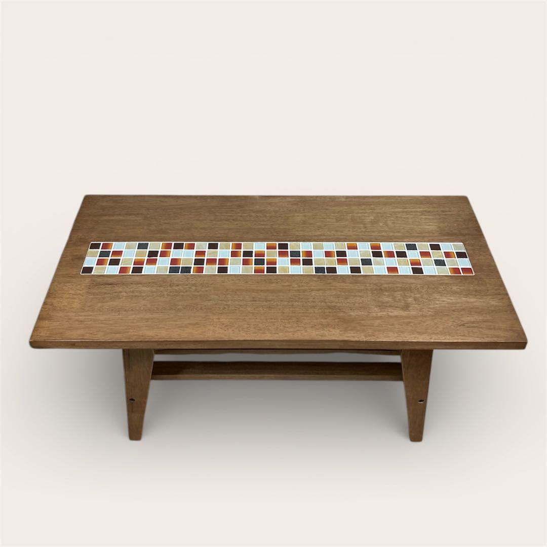 送料込】大川家具 タイル付 センターテーブル テスタ TESTA ローテーブル