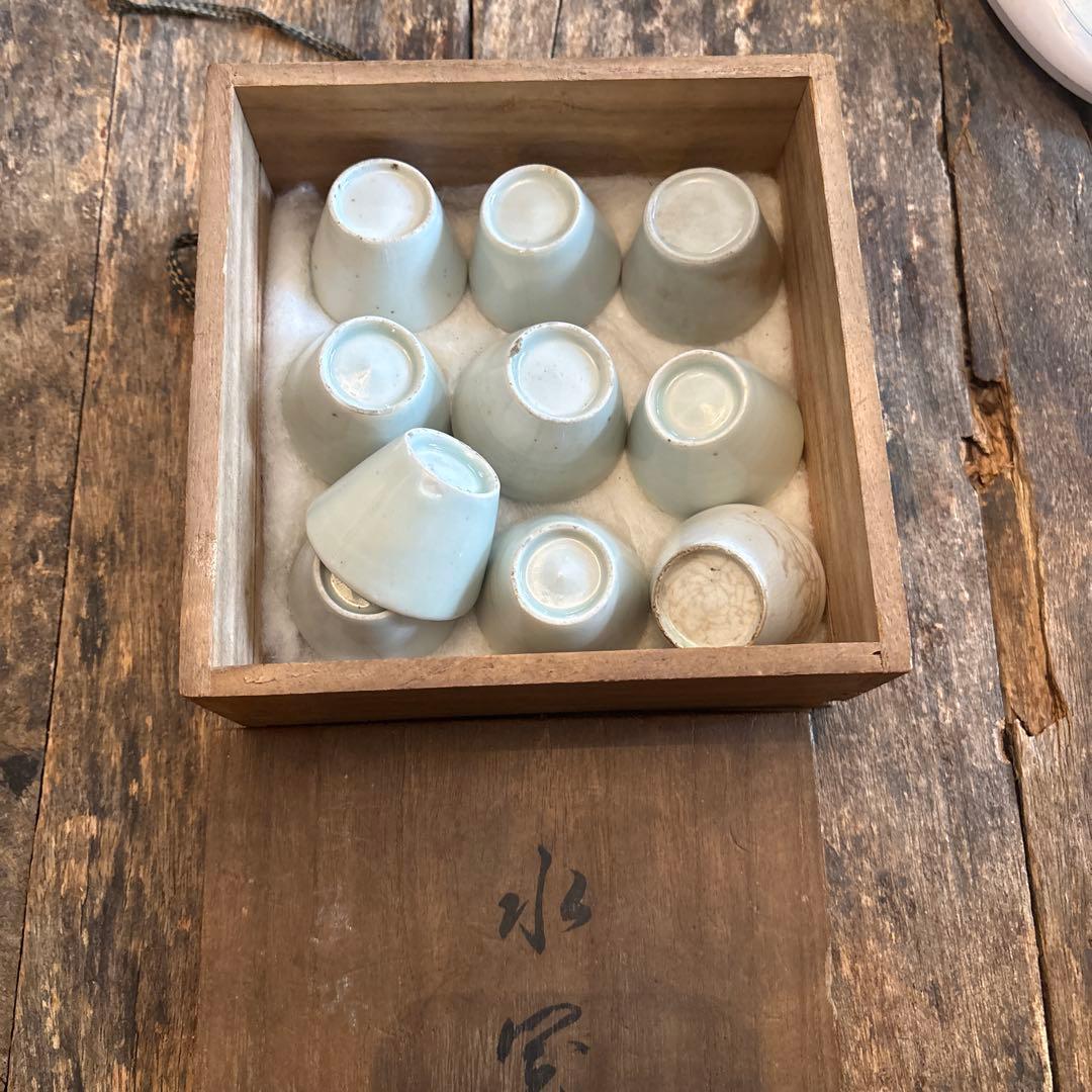 古伊万里　白磁　小猪口　10点　保存箱