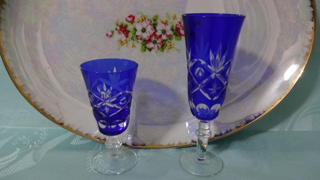 稀少 卵殻手 エッグシェル 古美術品 海外輸出用 虹色 碗皿 大皿 切子 セット