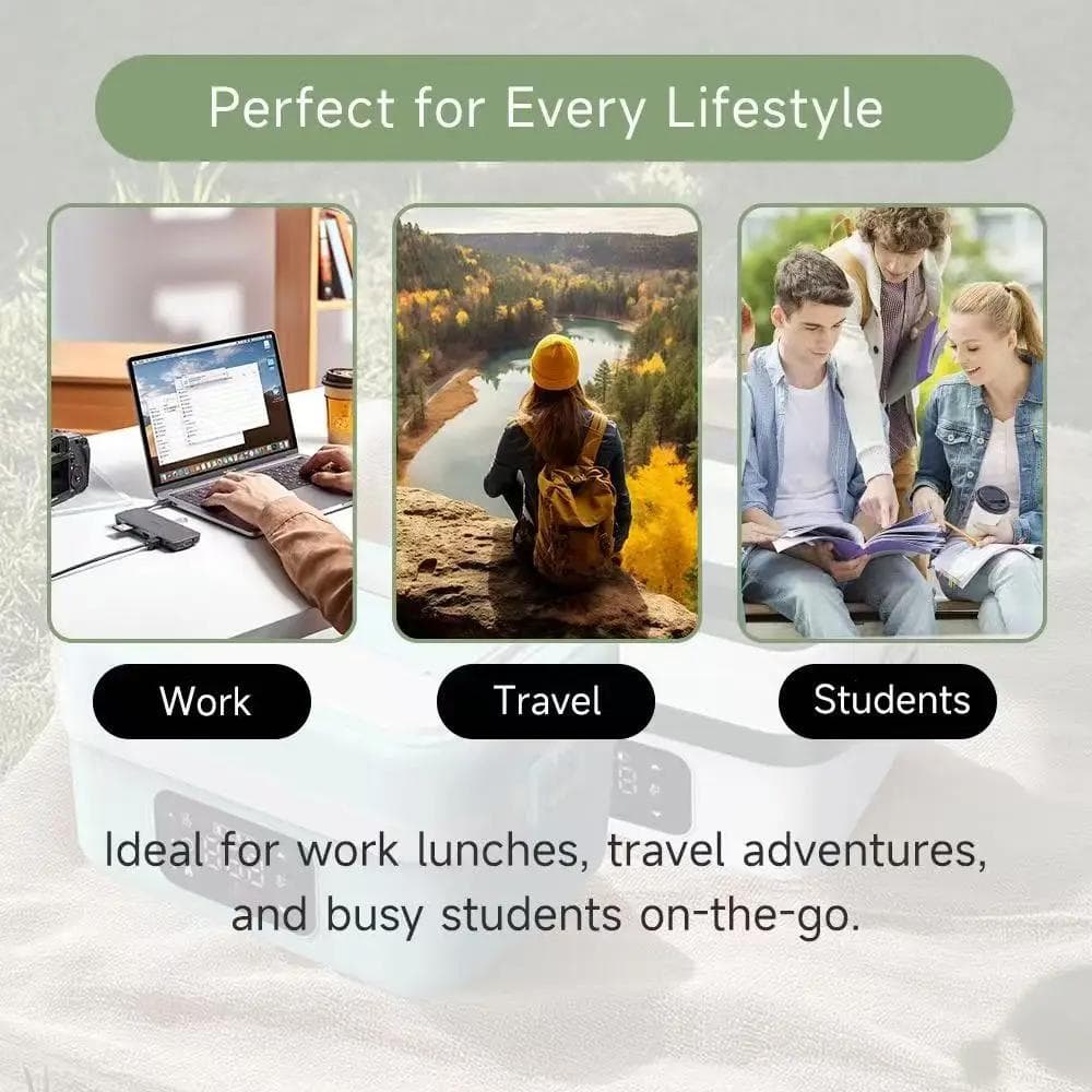 【新品】ポータブル電気加熱ランチボックス（1000ml大容量・充電対応）