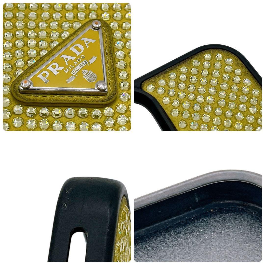美品 プラダ iPhoneケース 13 Pro Max 三角ロゴ ラインストーン
