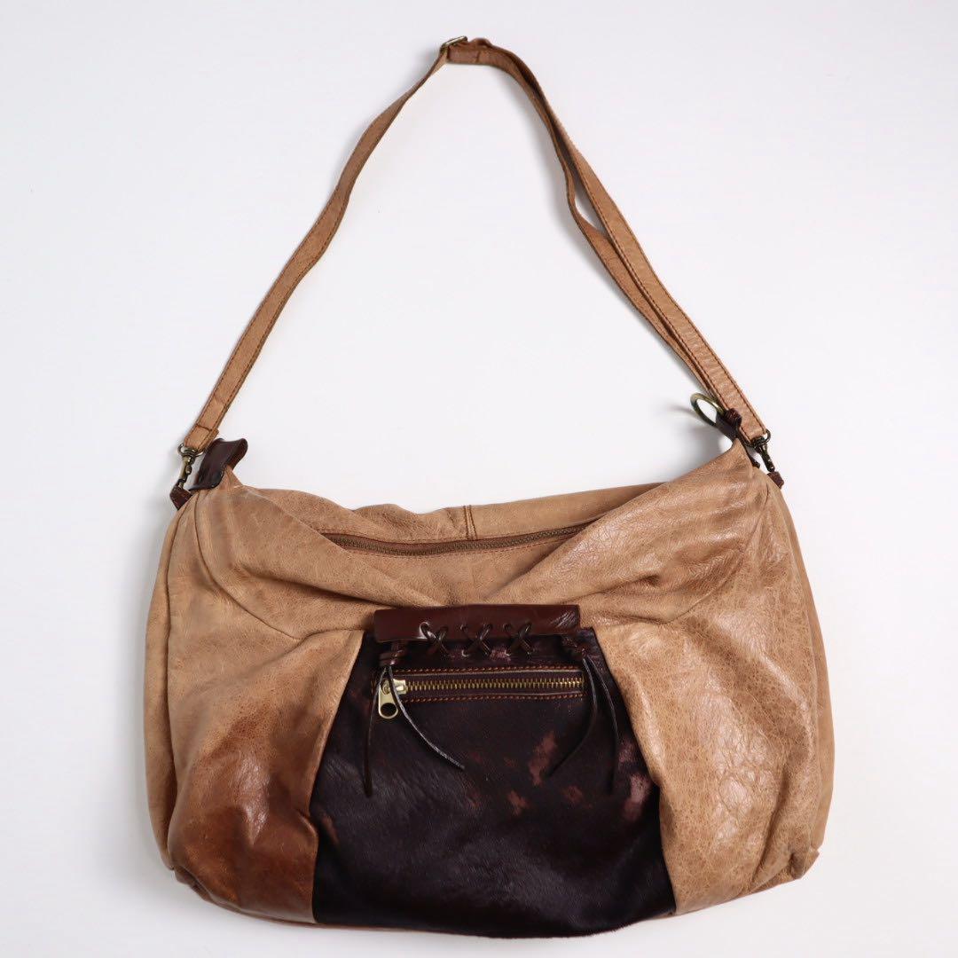 Vintage archive y2k 伊製 ハラコ レザー ショルダーバッグ