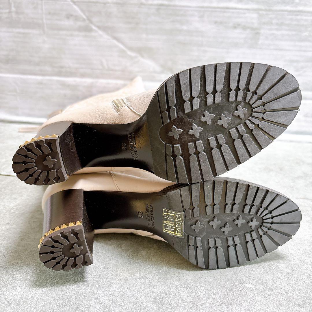 グラツィア ロングブーツ レザー 23cm イタリア製 サイドジップ ピンク