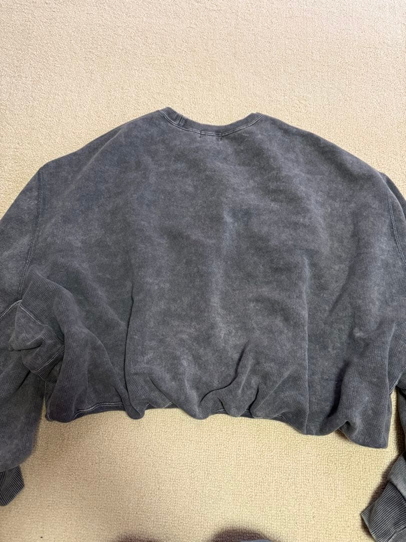 R13ユーズド加工スウェットNew Yorkバルーンクルーネック黒系M