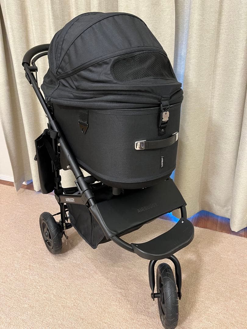 ★川崎市内直接手渡し★AirBuggy ドーム3ラージ ブラック 星柄カバー付