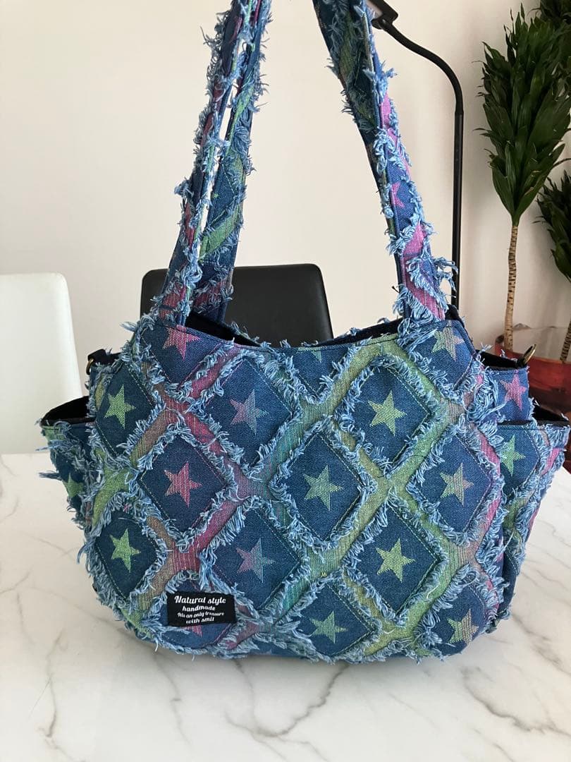 868 まゆ　大きめデニムリメイクバック　ハンドメイド 2点