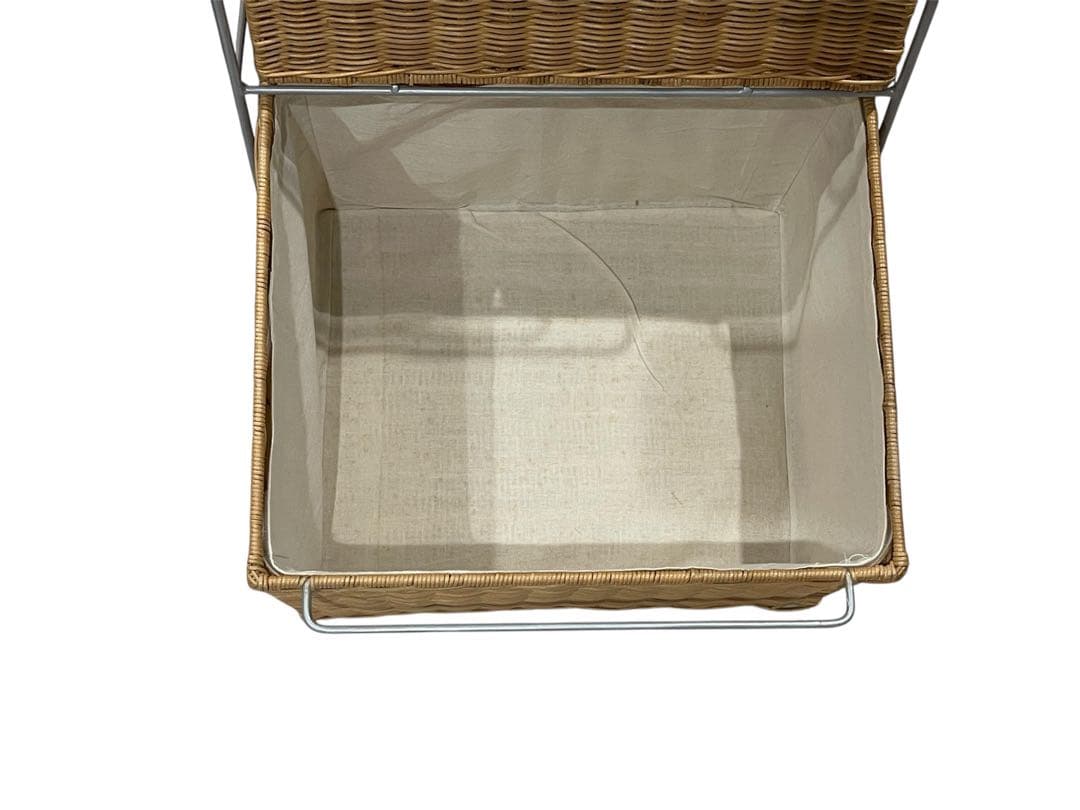 定価3万円ベルメゾン4段収納ラタンランドリーチェスト キャスター付きベージュ