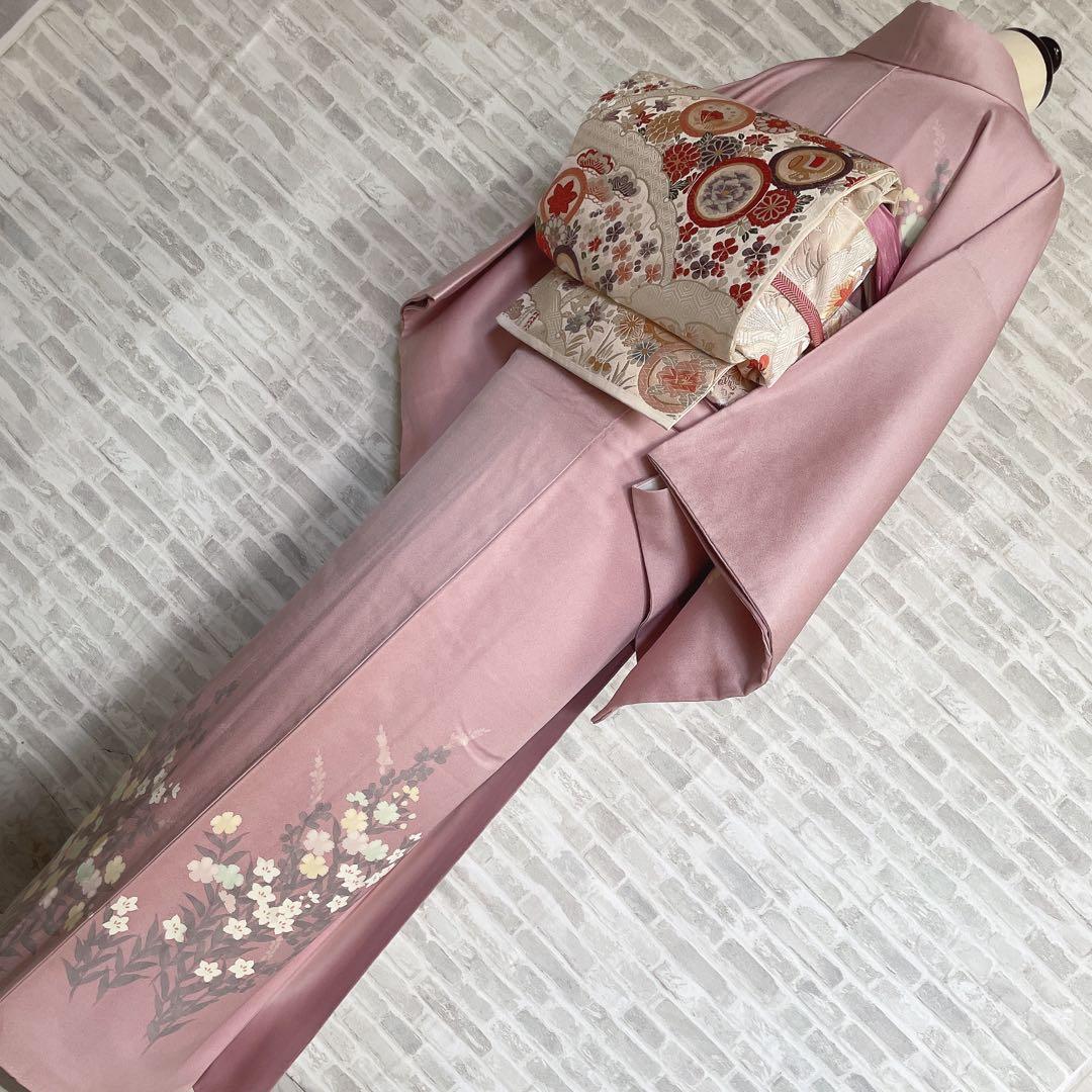 訪問着のみ　桔梗　小花　可愛らしい花　春爛漫　手刺繍　着物　Q5