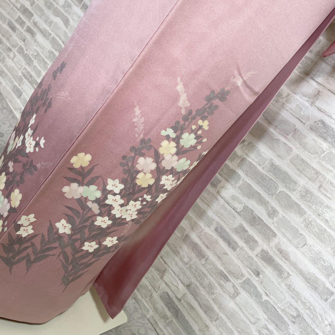 訪問着のみ　桔梗　小花　可愛らしい花　春爛漫　手刺繍　着物　Q5