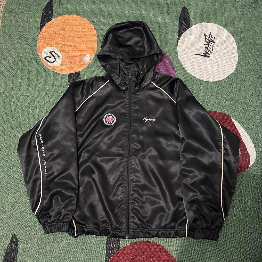 supreme Satin Hooded Track Jacket sサイズ　黒