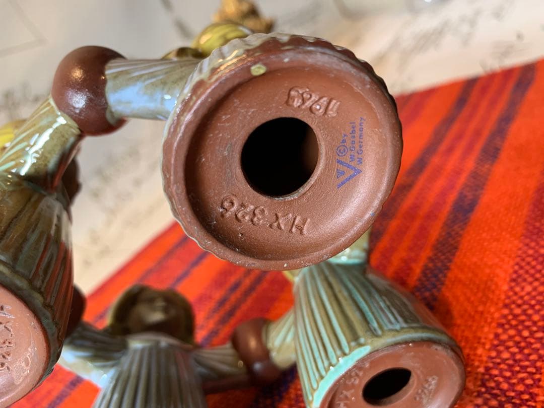 ゲーベル人形　西ドイツ製　陶器置物　1965年のレアな女の子輪キャンドルスタンド