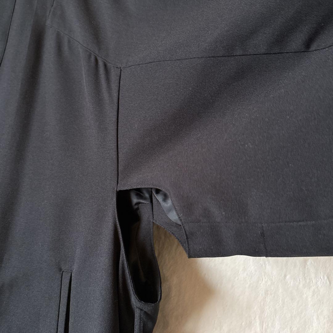 T088美品ハレSQUAREサムエコート和装着物羽織キモノ袖オーバーサイズ黒Ｆ