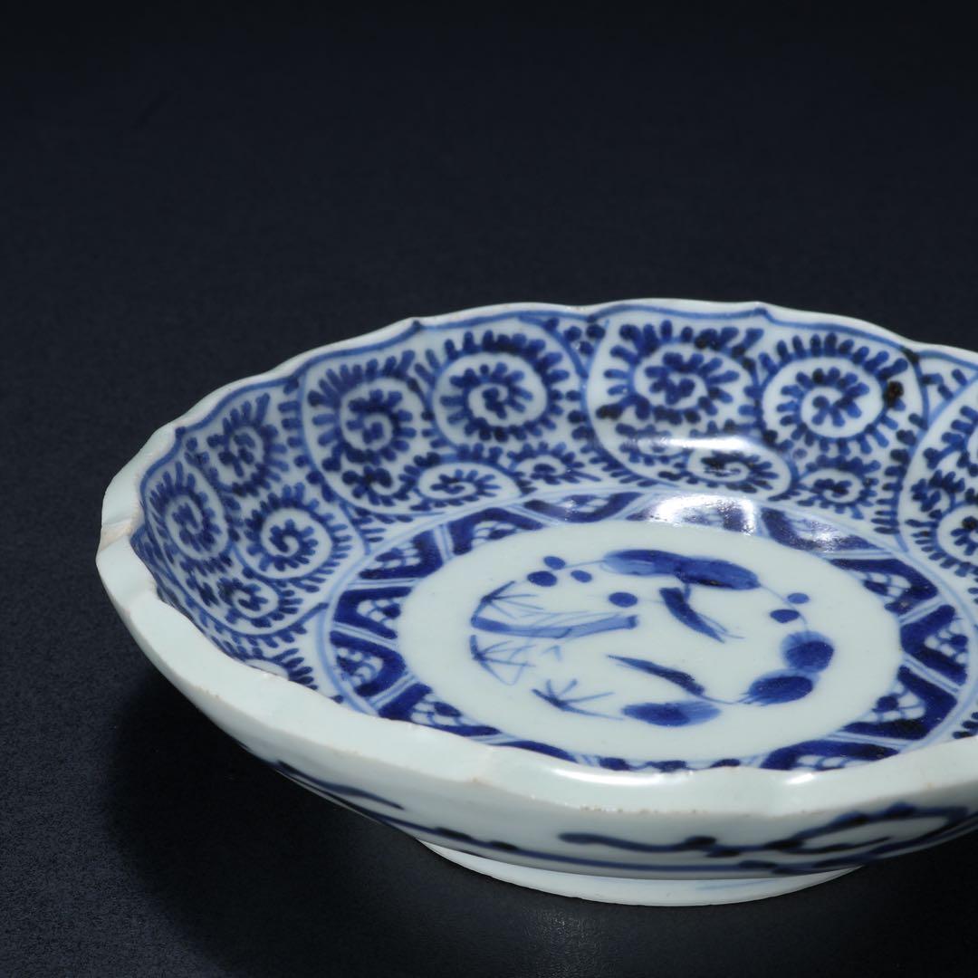 伊万里染付蛸唐草小皿∅11㎝ 2枚組　骨董　古伊万里　R1639B2