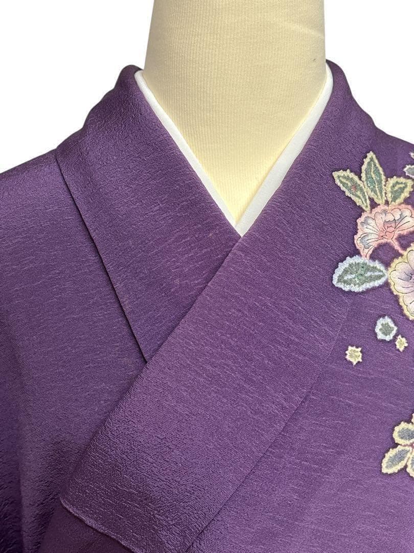 A49訪問着　辻ヶ花　作者物落款 辻がぼかし 紫 正絹 名品